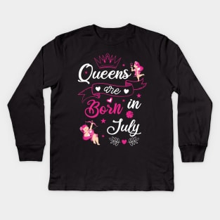 Queens are born in July Kids Long Sleeve T-Shirt